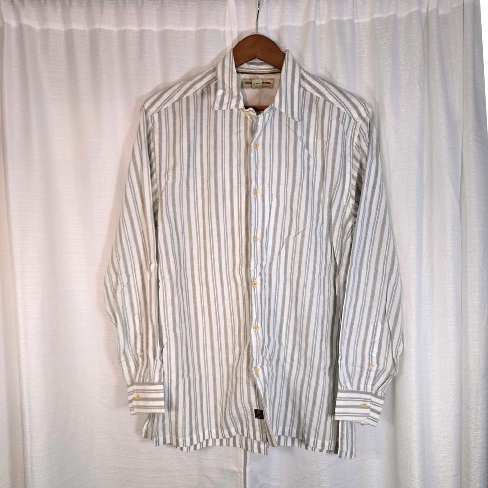 Tommy Bahama Mens‎ Medium Striped Button Down Long Sleeve Casual Shirt